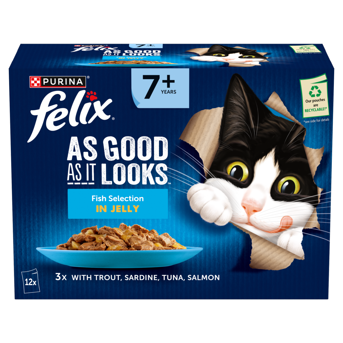 FELIX As Good As it Looks Senior 7+ Fish in Jelly Wet Cat Food 12x85g