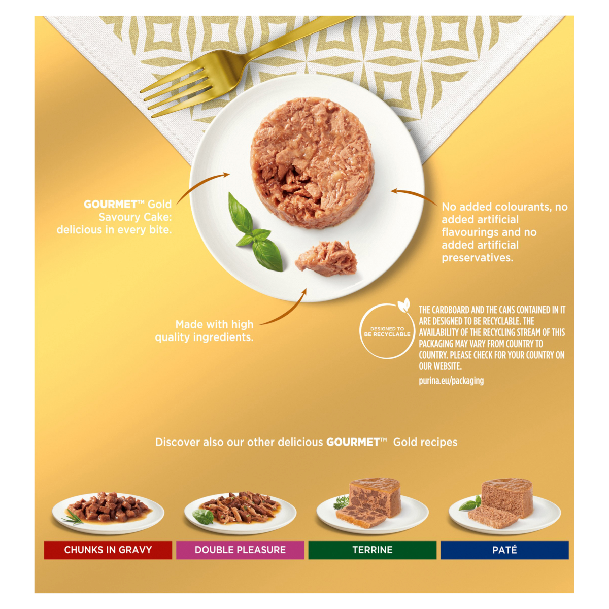 Gourmet Gold Savoury Cake Meat 8 x 85g (680g)