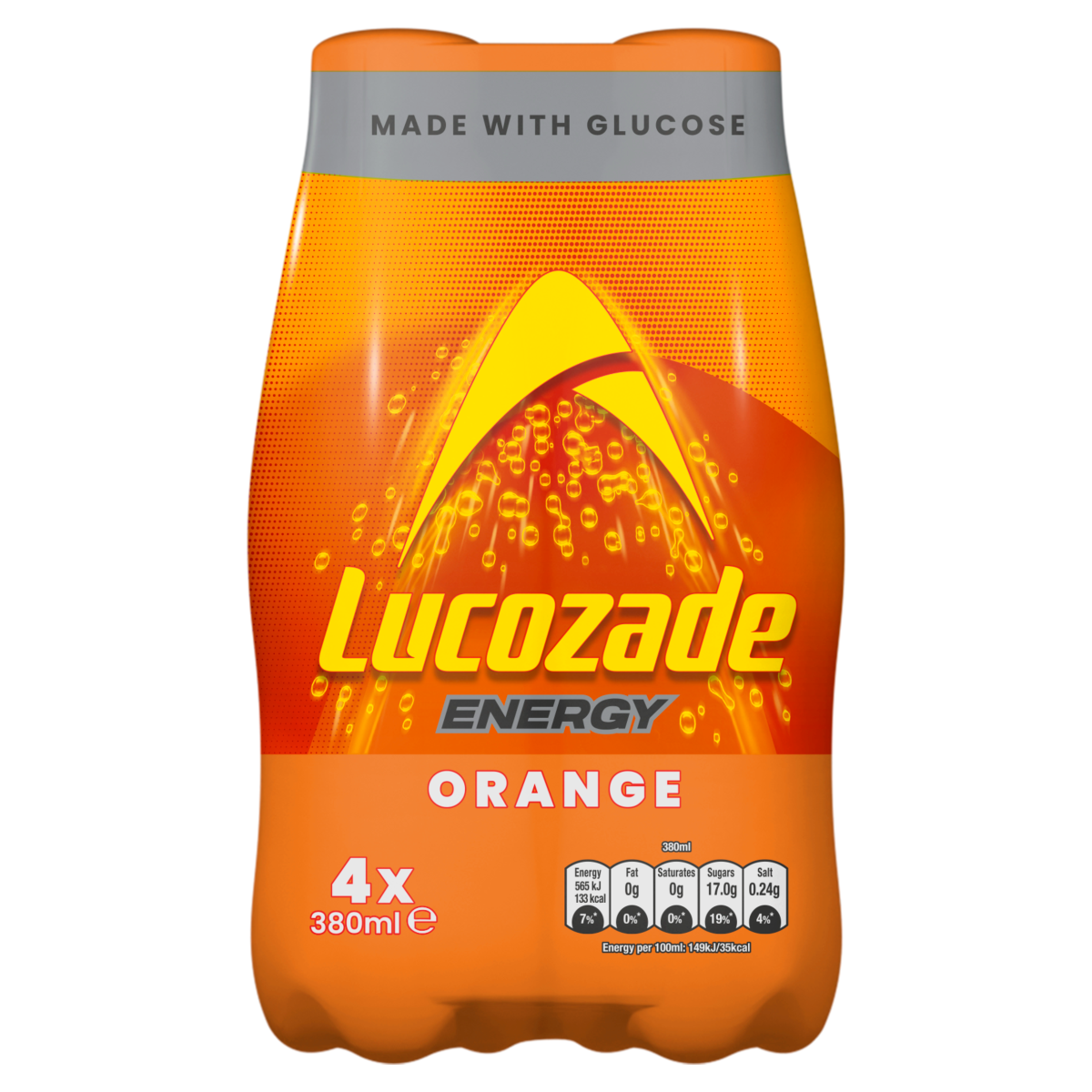 Lucozade Energy Drink Orange 4x380ml