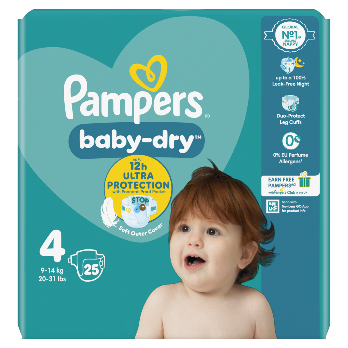 Pampers Baby-Dry Size 4, 25 Nappies, 9kg-14kg