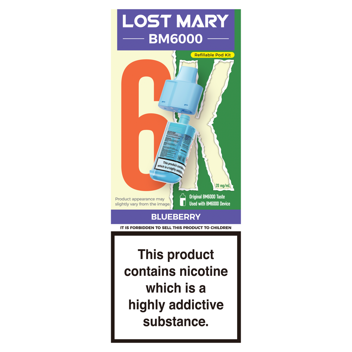 Lost Mary BM6000 Blueberry Refillable Pod Kit 20mg/ml