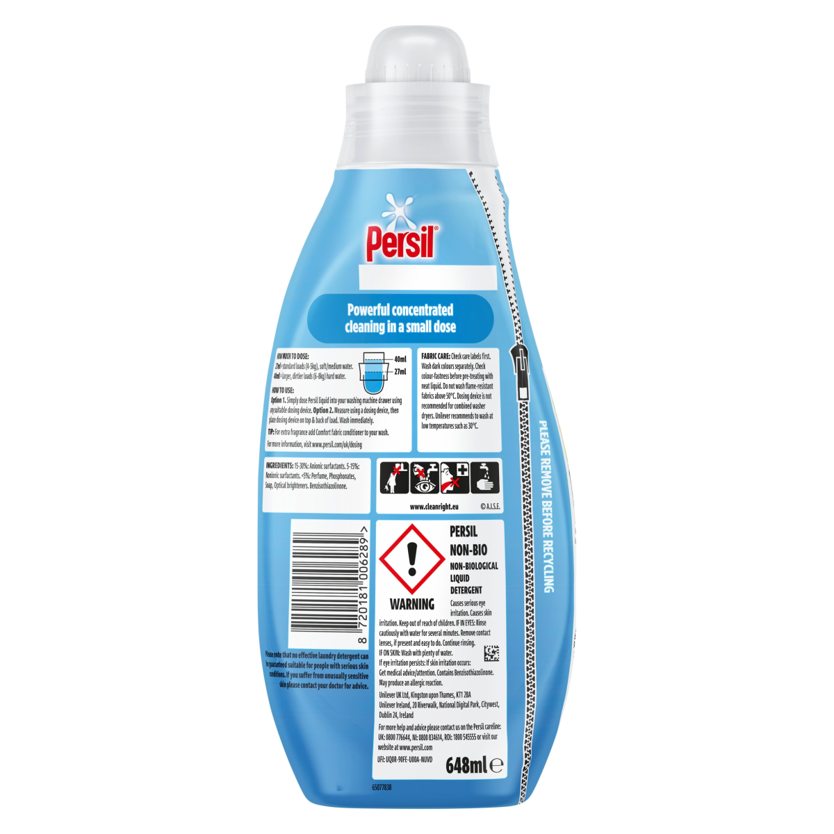 Persil Laundry Washing Liquid Detergent Non Bio 648 ml (24 washes)