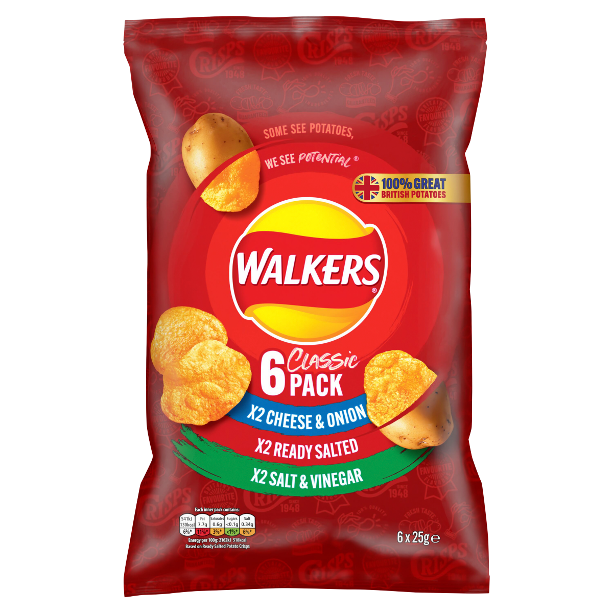 Walkers Classic Pack 6 x 25g