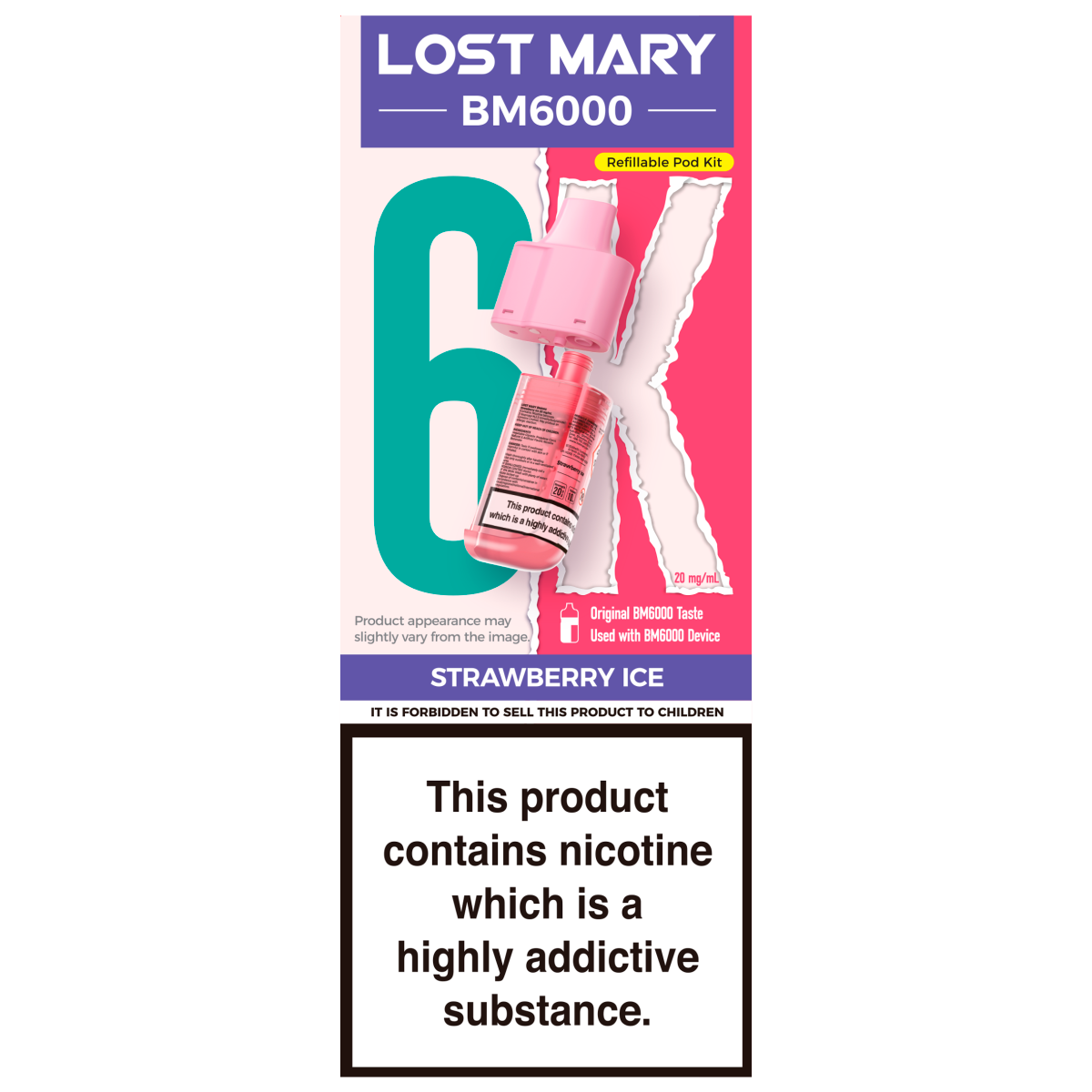 Lost Mary BM6000 Strawberry Ice Refillable Pod Kit 20mg/ml
