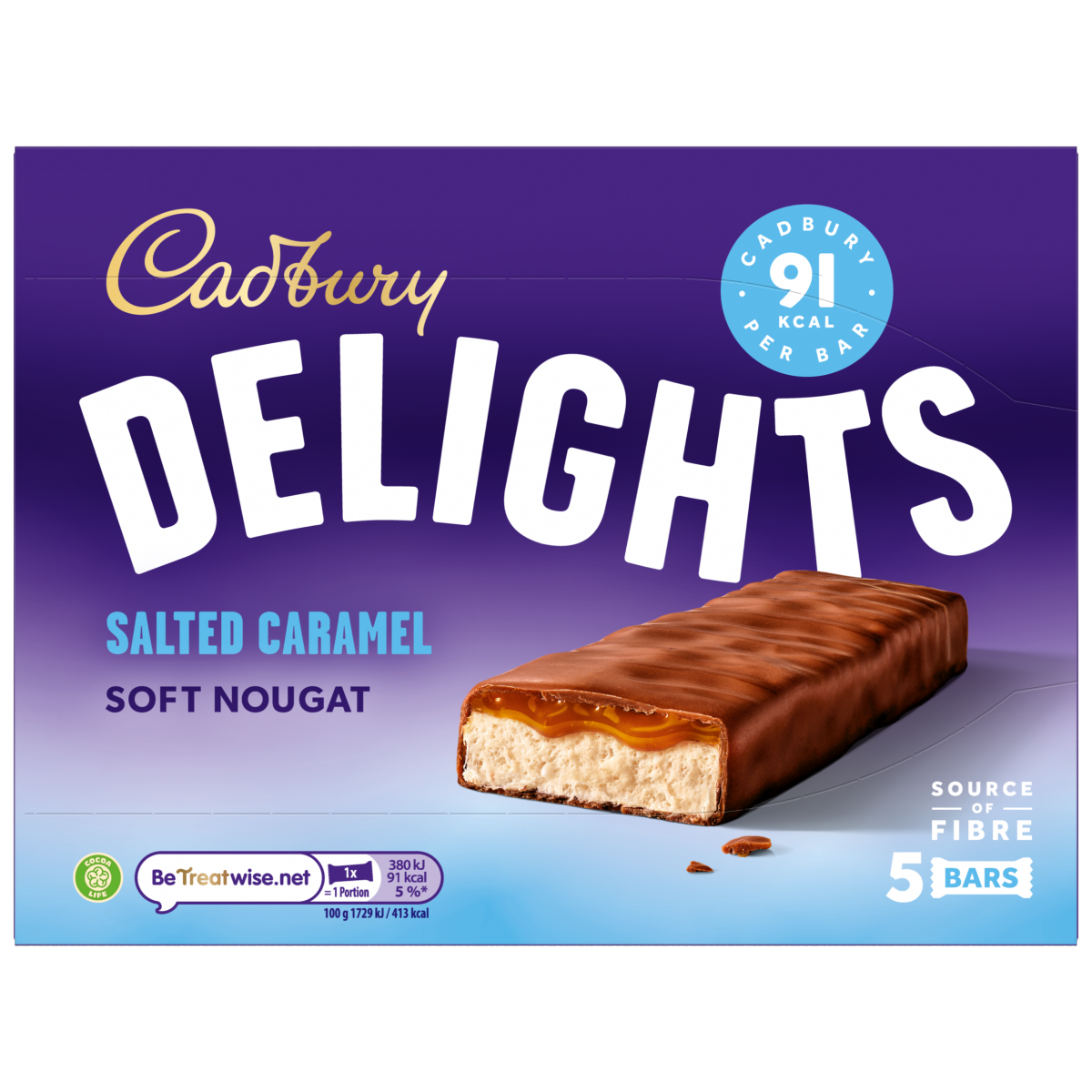 Cadbury Delights Chocolate Salted Caramel 5 Pack Multipack 110g (5 x 22g)