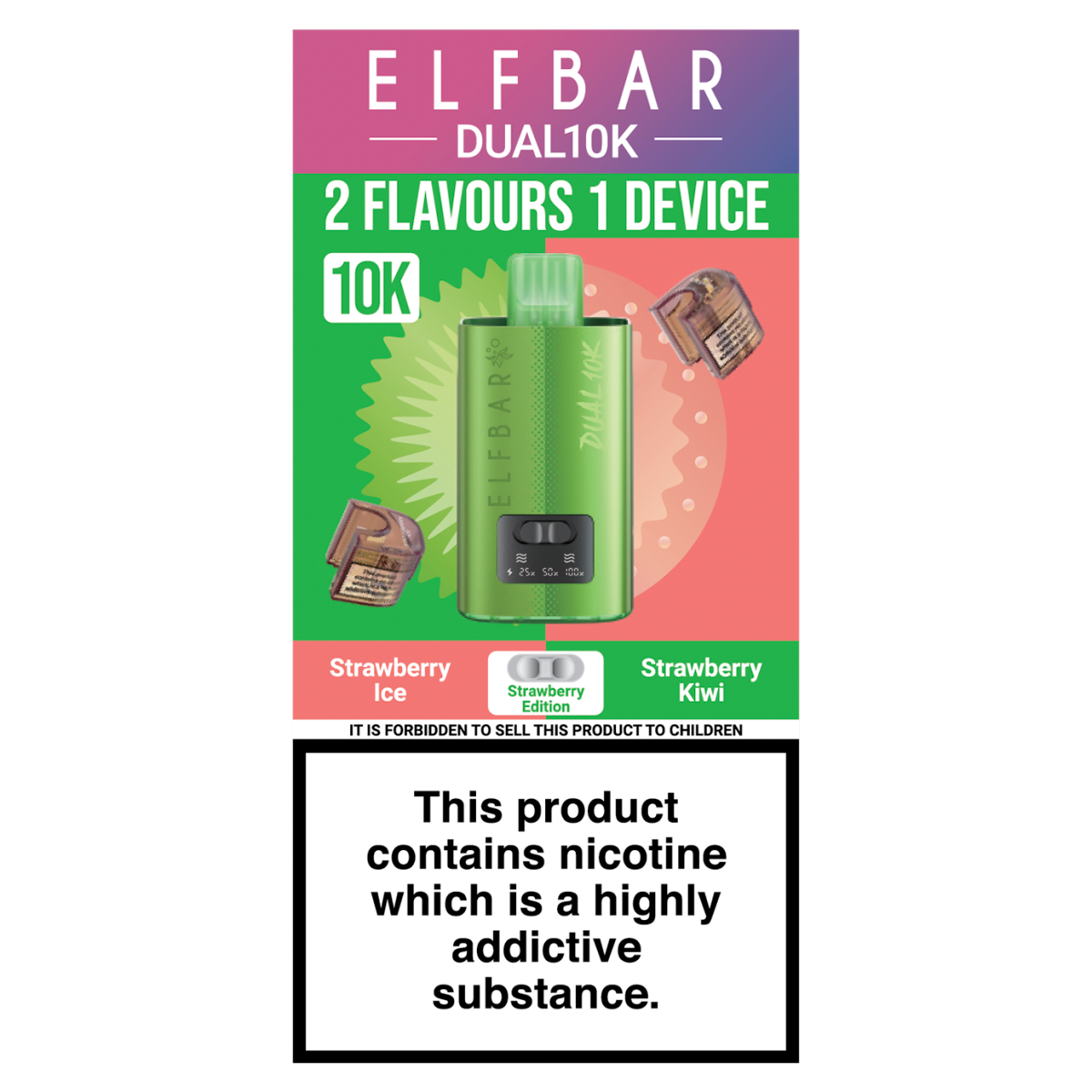 Elfbar Dual 10K 2 Flavours 1 Device Strawberry Edition