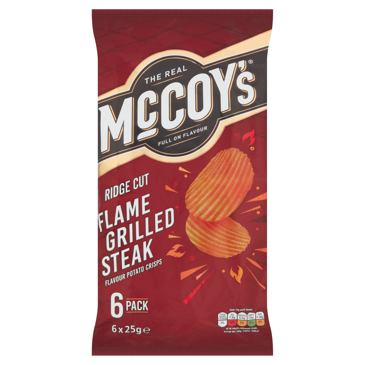 McCoy’s Flame Grilled Steak Flavour Potato Crisps 6 x 25g