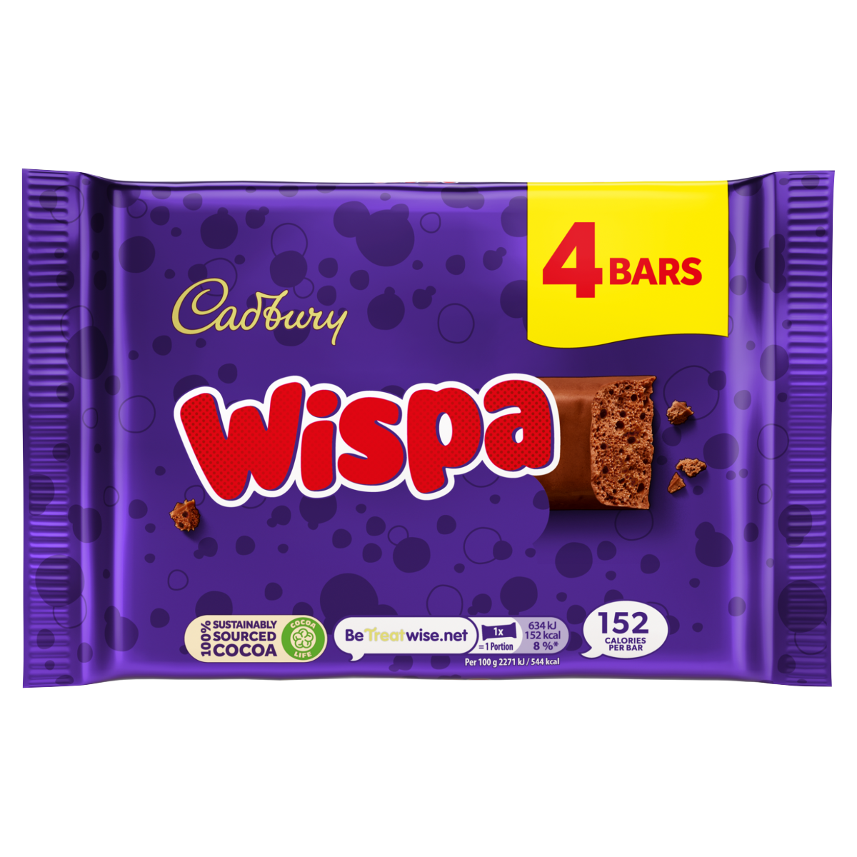 Cadbury Wispa Chocolate Bar 4 Pack Multipack 111g (4 x 27.75g)