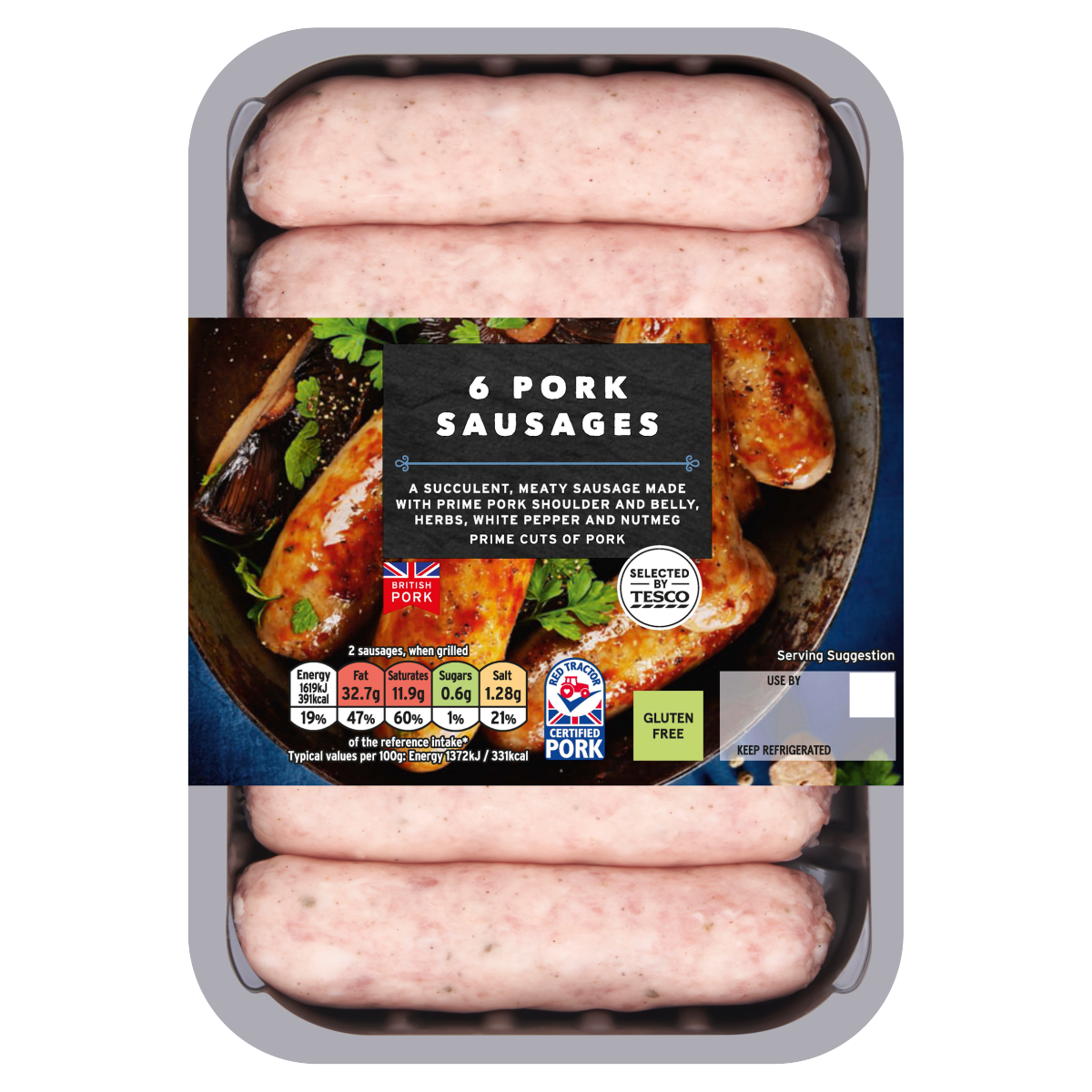 Tesco 6 Pork Sausages 400g