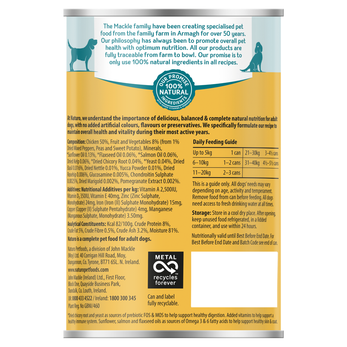 Naturo Natural Dog Food Chicken in Herb Gravy Adult Dog 1-7 Years 390g