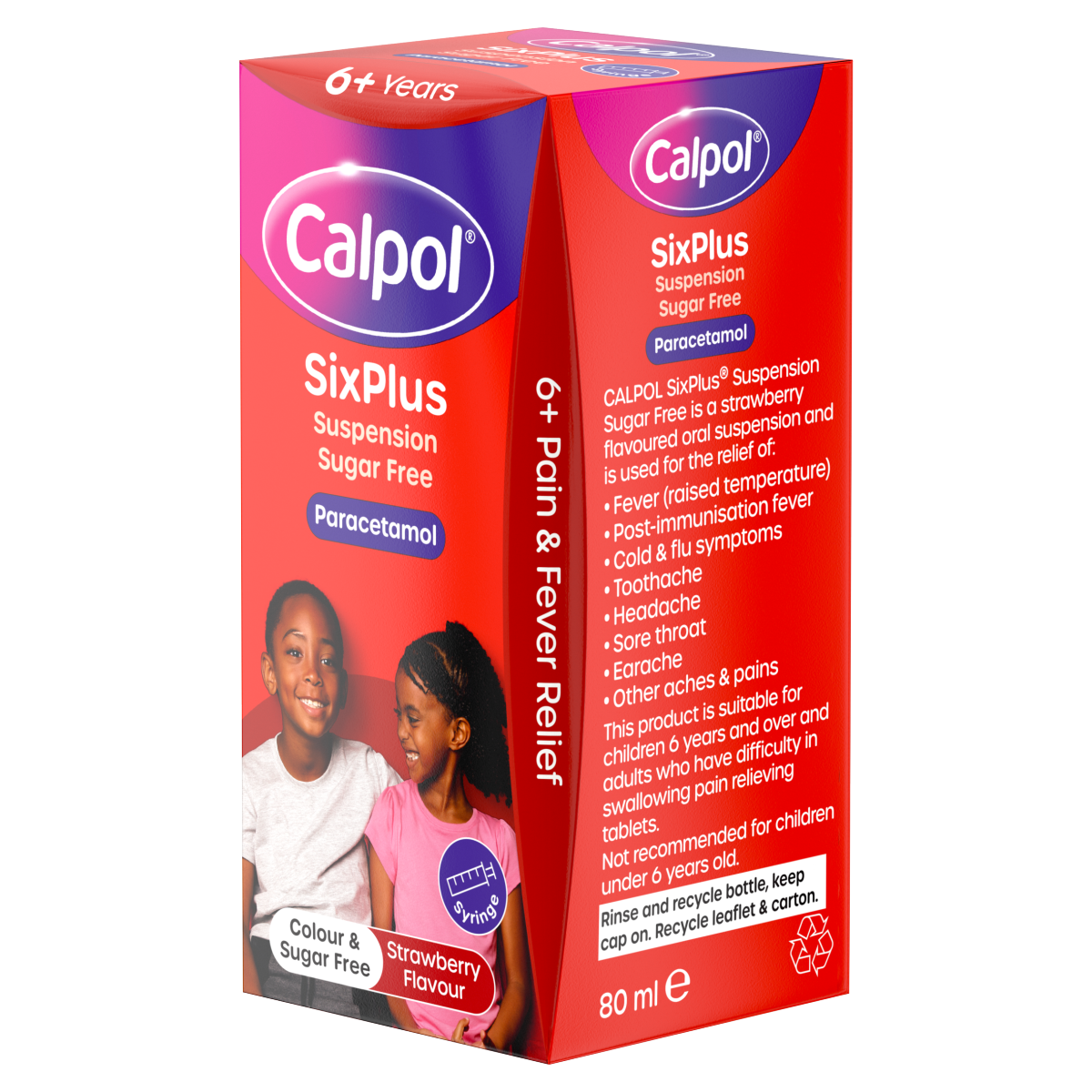 Calpol SixPlus Sugar-Free Suspension Paracetamol 6+ Years 80ml