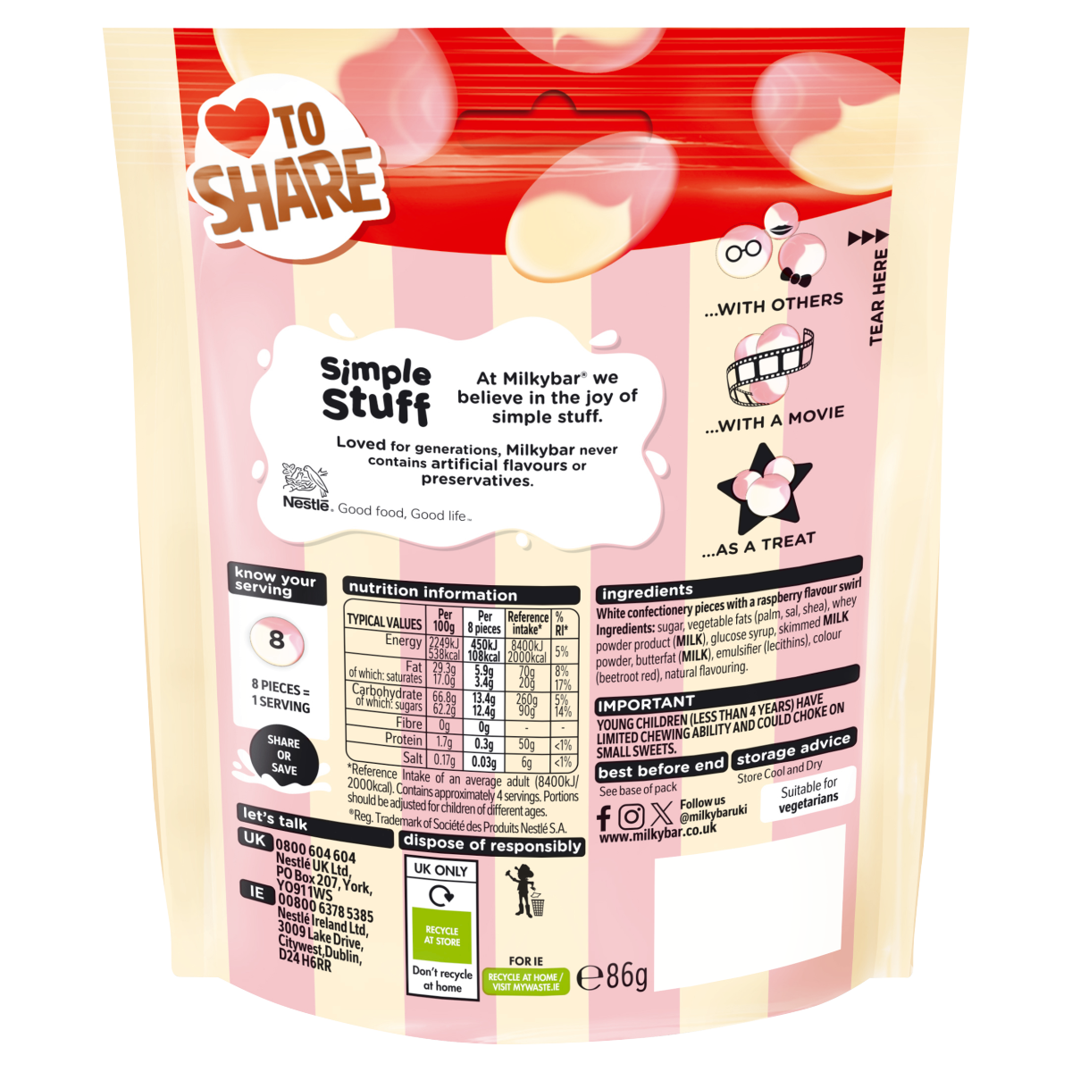 Milkybar Raspberry Ripple Ice Cream 86g