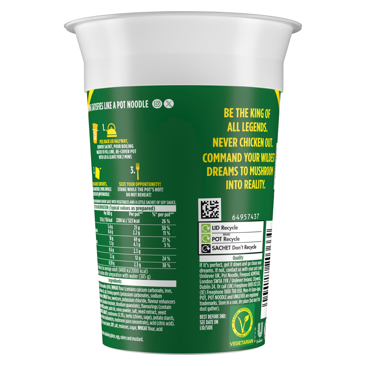 Pot Noodle King Pot Noodle Chicken & Mushroom 114 g
