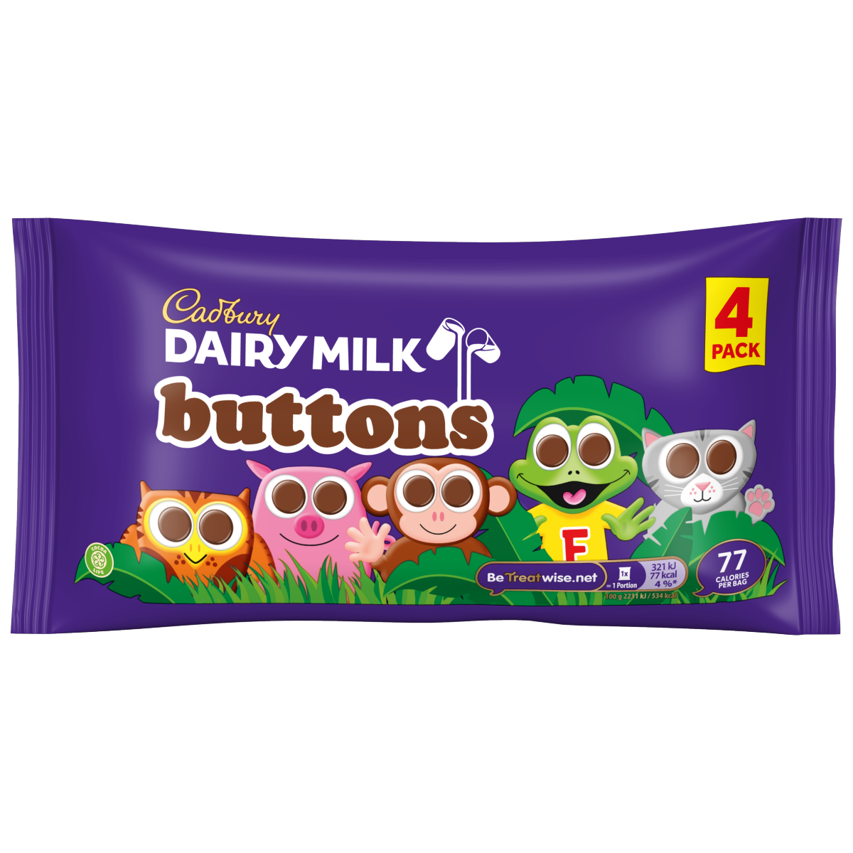 Cadbury Dairy Milk Chocolate Buttons 4 Pack Multipack 57.6g (4 x 14.4g)