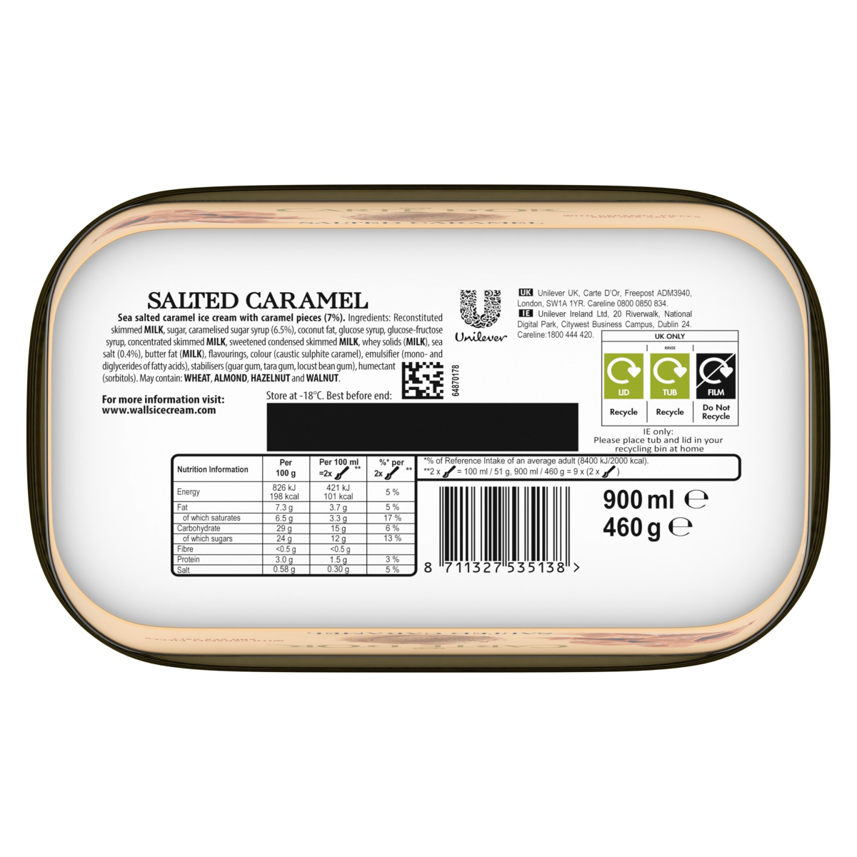 Carte D’or  Ice Cream Tub Rich Salted Caramel 900 ml