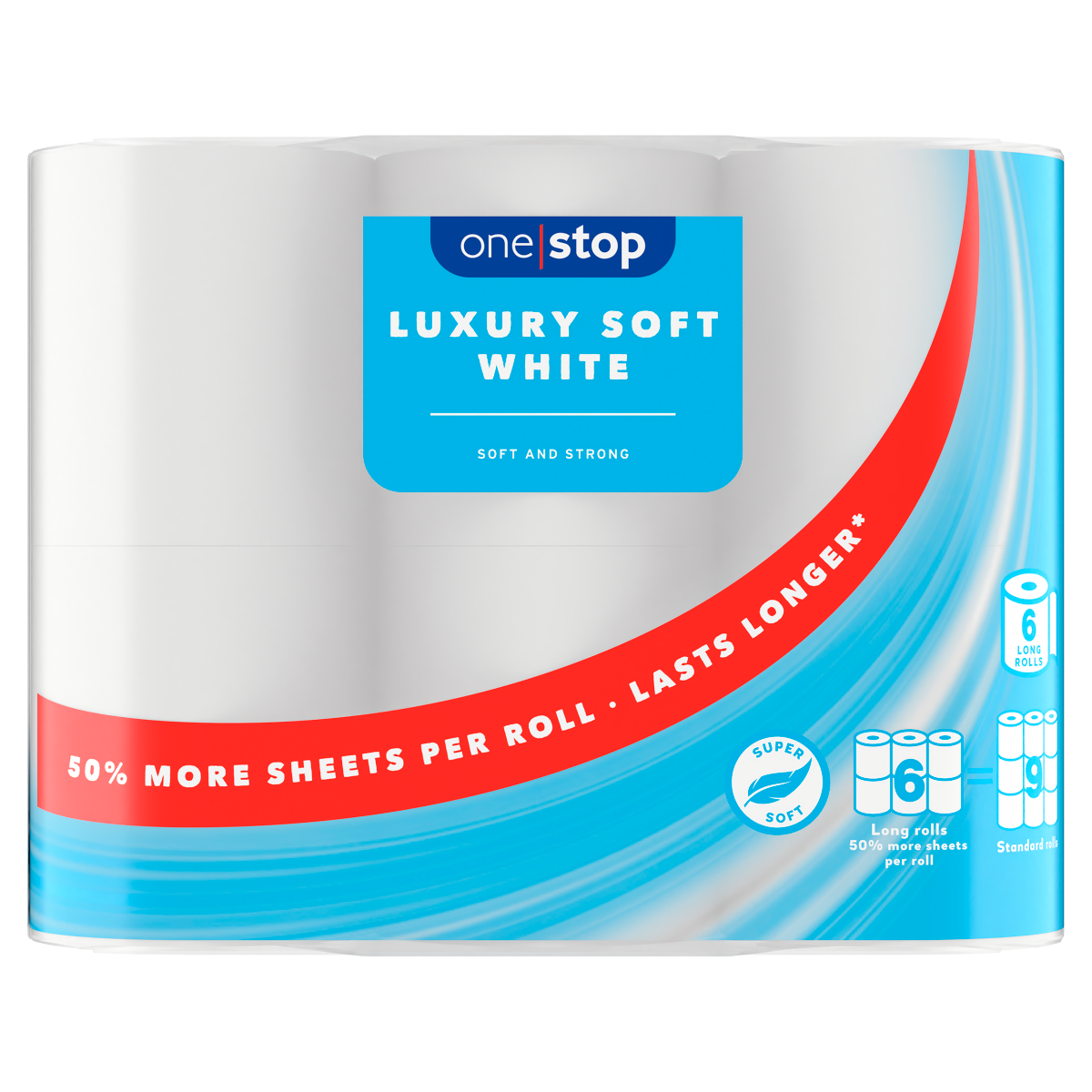 One Stop Luxury Soft White 6 Long Rolls