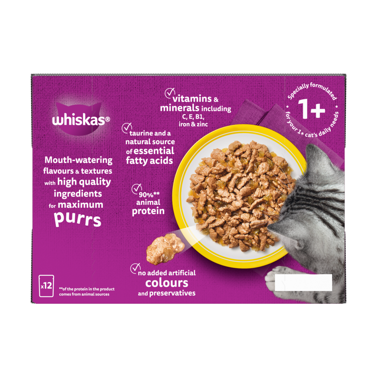 WHISKAS 1+ POULTRY Feasts Wet Cat Food Pouches in Jelly 12 x 85g