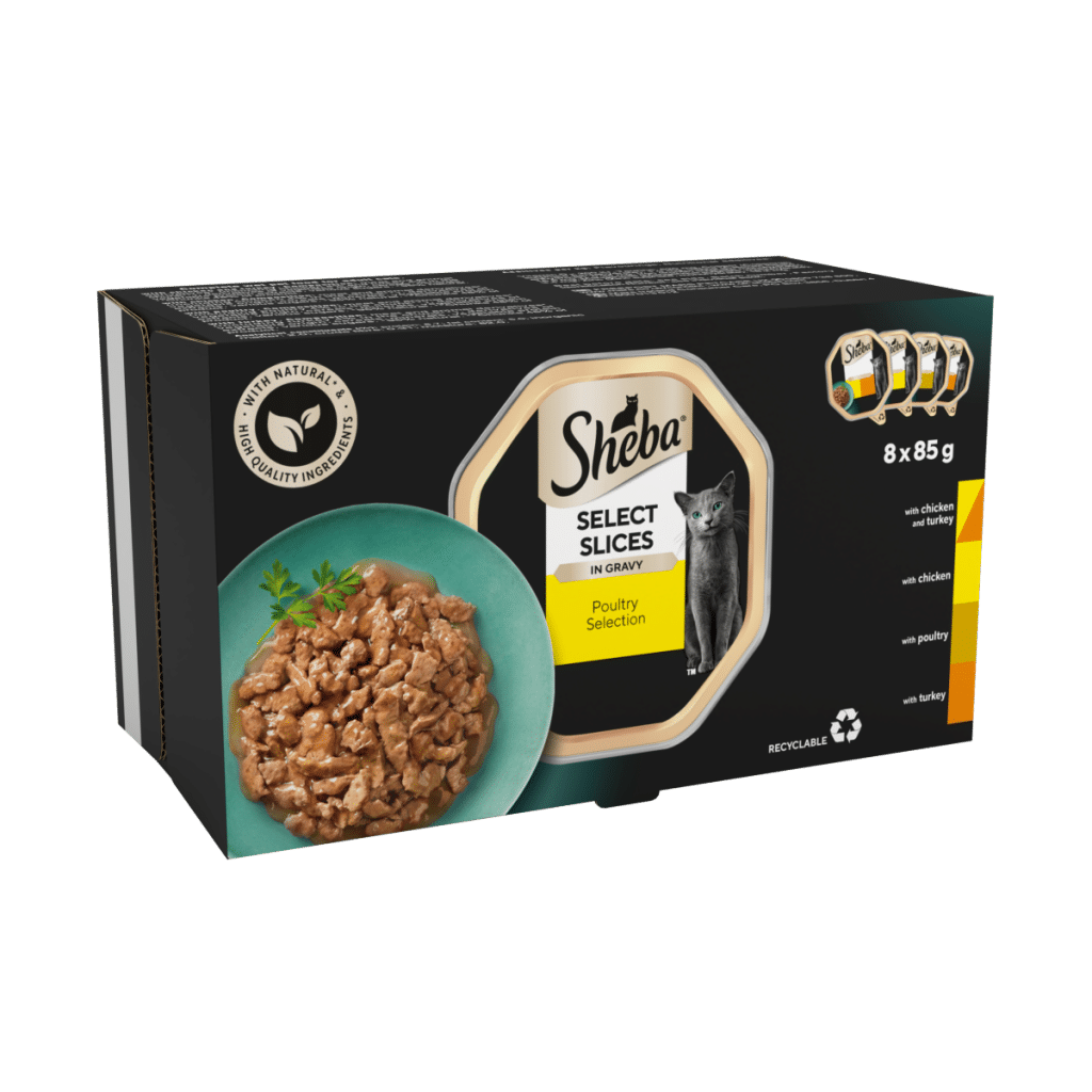 SHEBA® Select Slices Adult Wet Cat Food Poultry Selection in Gravy 8 x 85g Tray
