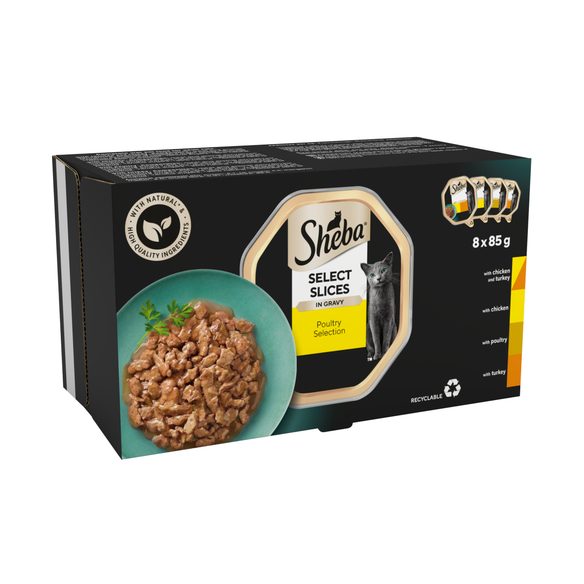 SHEBA® Select Slices Adult Wet Cat Food Poultry Selection in Gravy 8 x 85g Tray