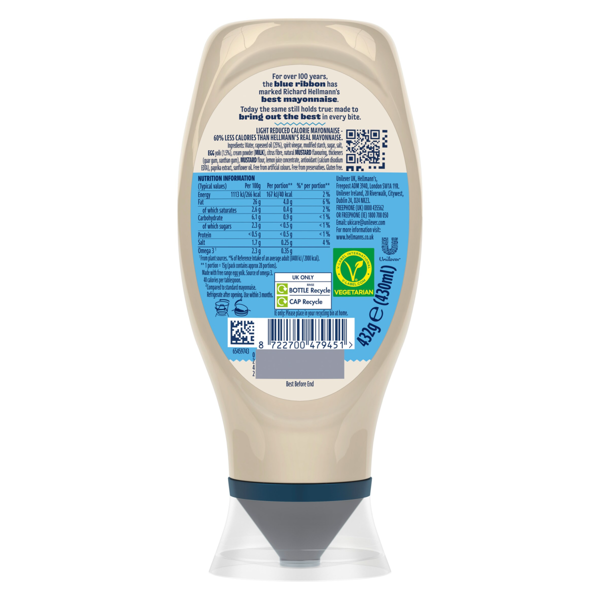 Hellmann’s Light Mayonnaise Condiment 430 ml