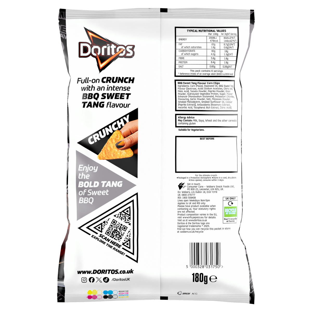 Doritos Sweet BBQ Tortilla Chips Sharing Bag Crisps 180g