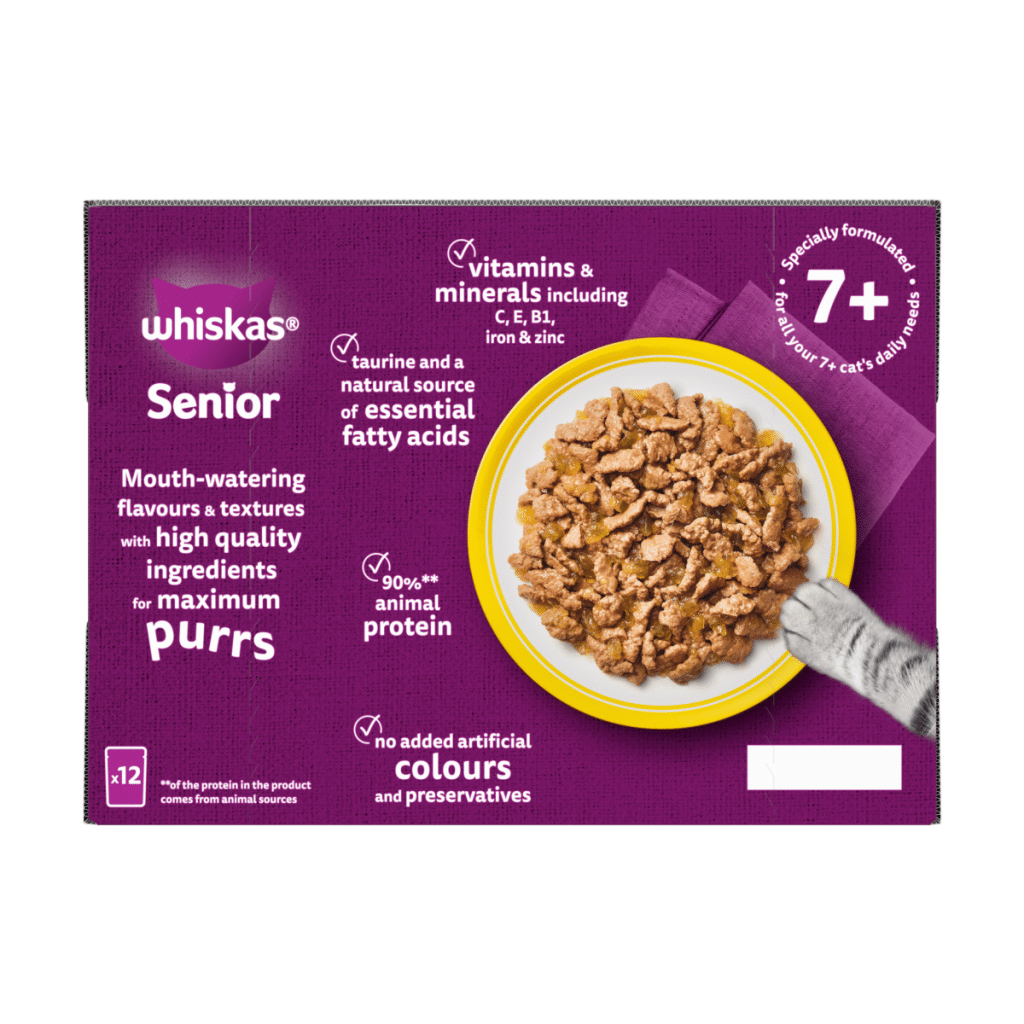 WHISKAS Senior 7+ POULTRY Feasts Wet Cat Food Pouches in Jelly 12 x 85g