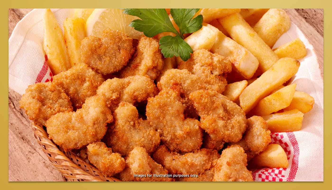 Scampi & chips in a basket