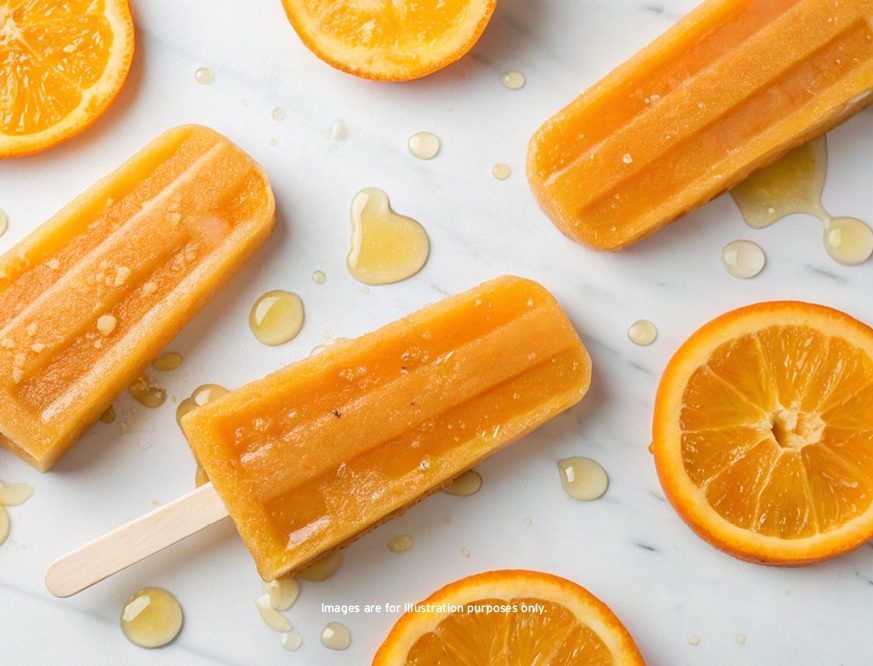Orange and mango ice lollies