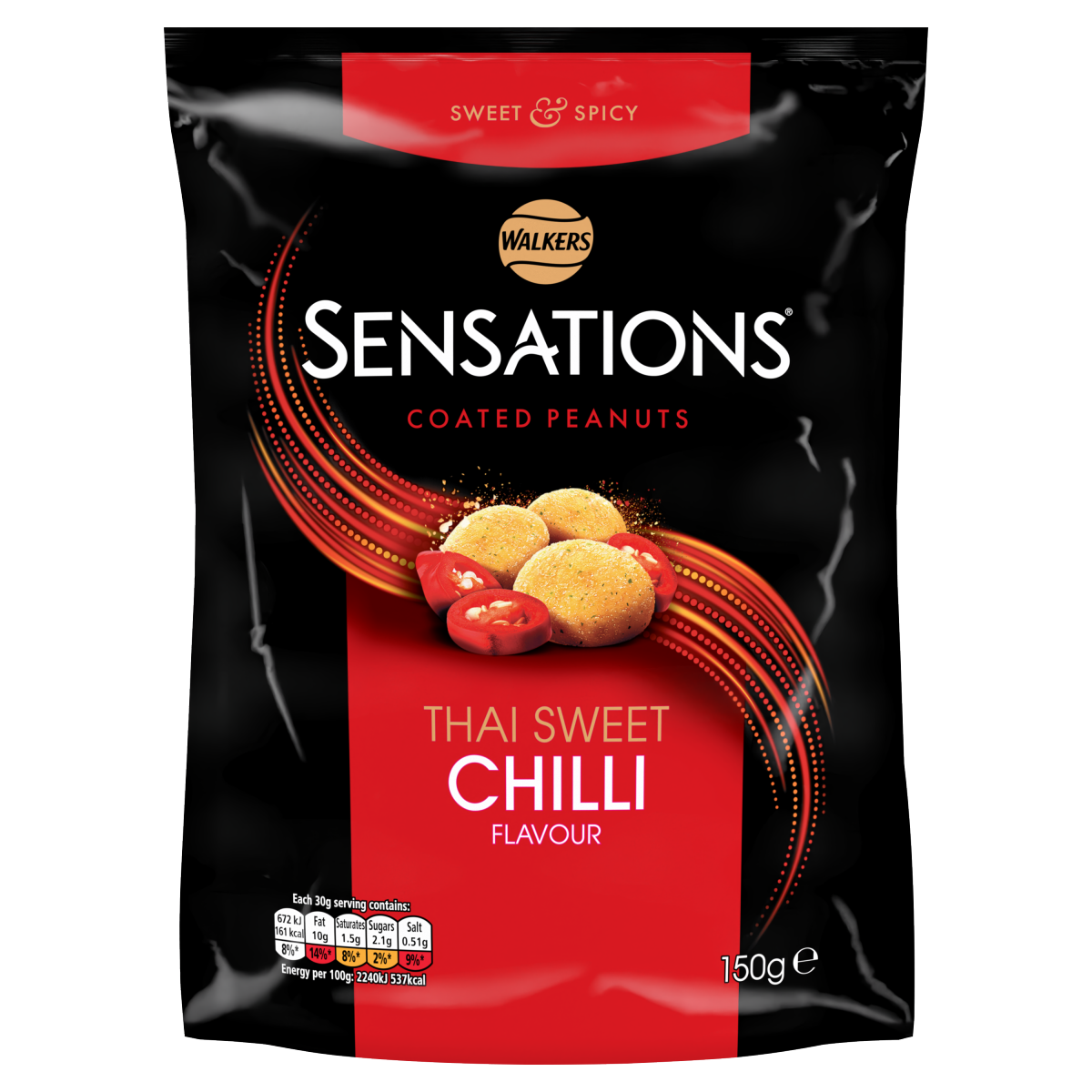 Walkers Sensations Thai Sweet Chilli Coated Sharing Peanuts 150g