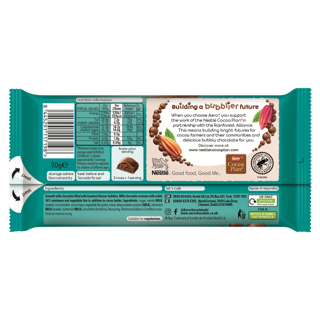 Aero Hazelnut Flavour Choco 90g