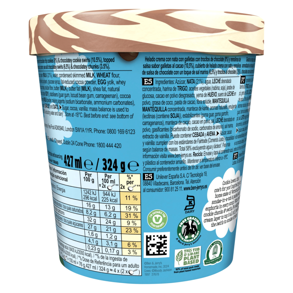 Ben & Jerry’s Ice Cream Tub Cookie Vermont-ster Sundae 427 ml