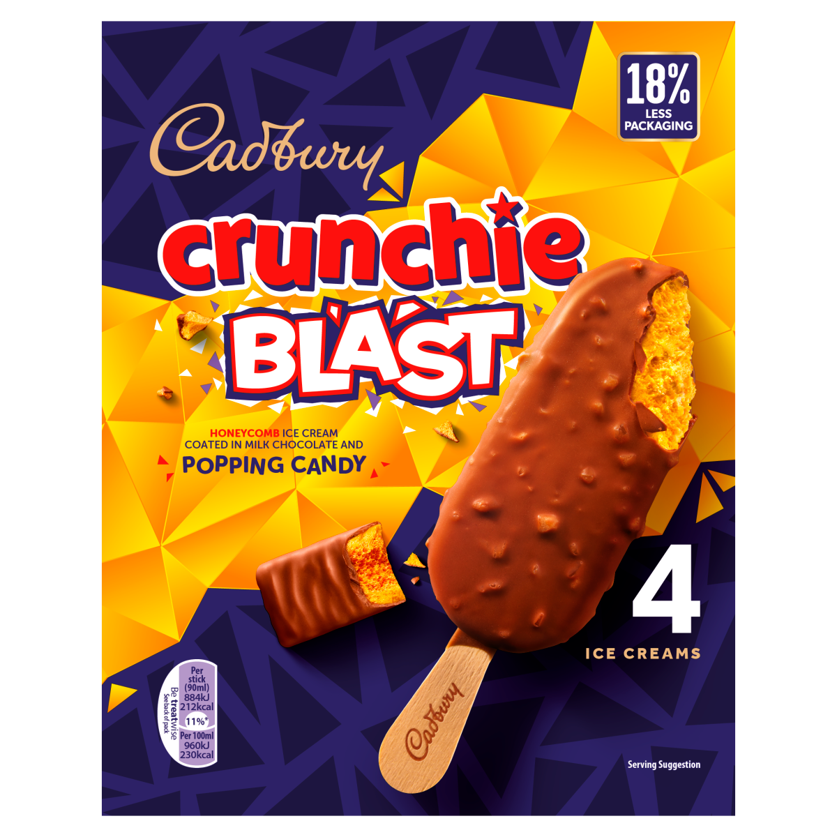 Cadbury Crunchie Blast Ice Cream 4 x 90ml (360ml)