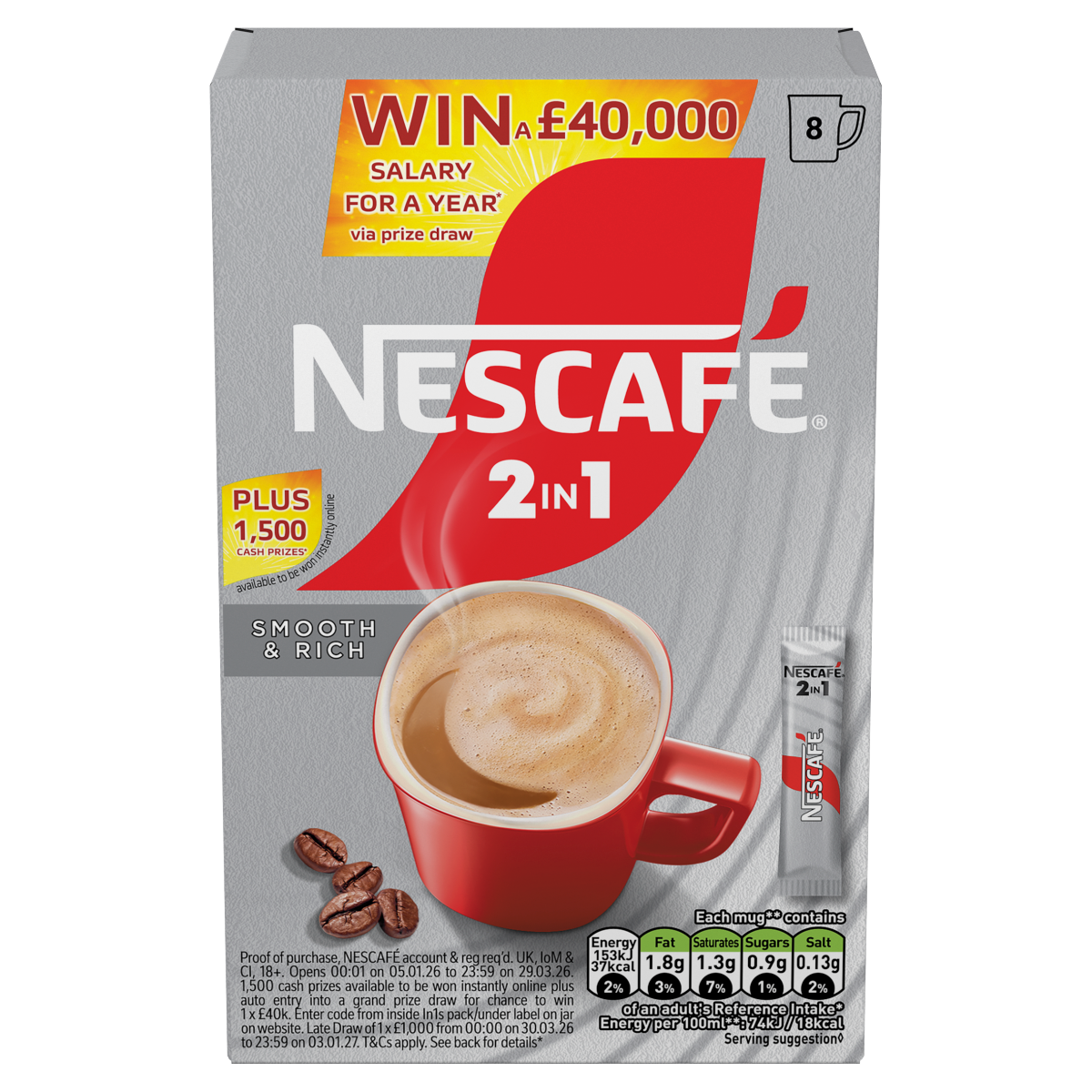 Nescafé 2 in 1 8 x 9g (72g)