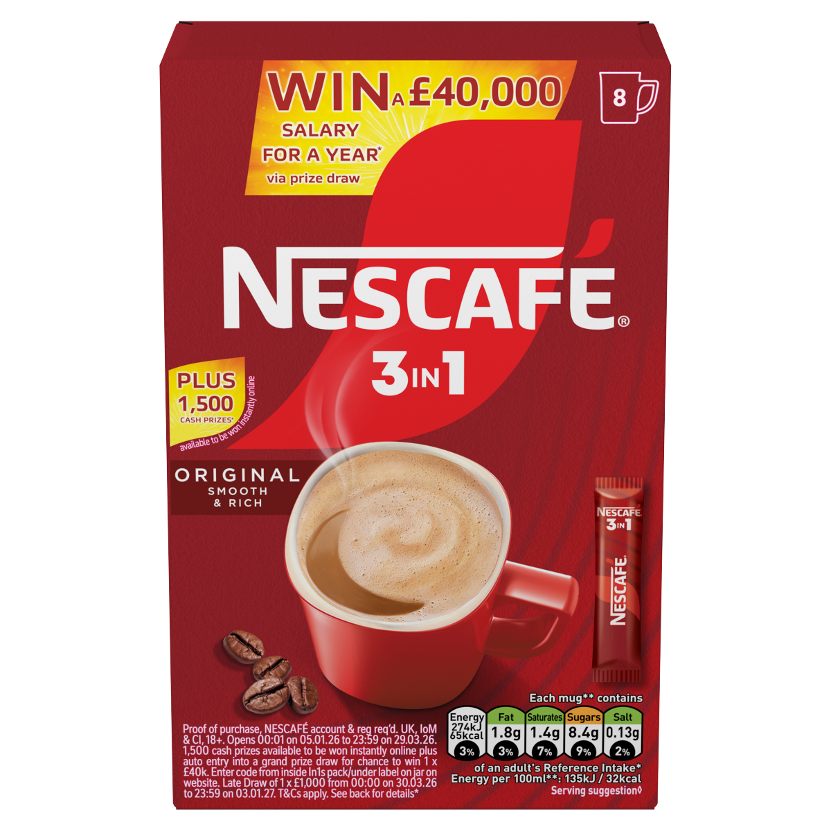 Nescafé 3 in 1 Original 8 x 16g (128g)