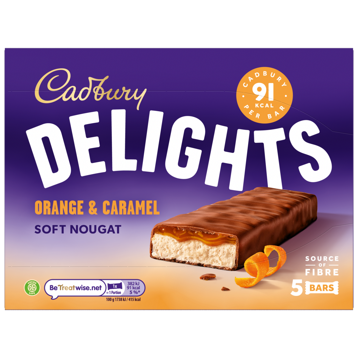 Cadbury Delights Chocolate Orange & Caramel 5 Pack Multipack 110g (5 x 22g)