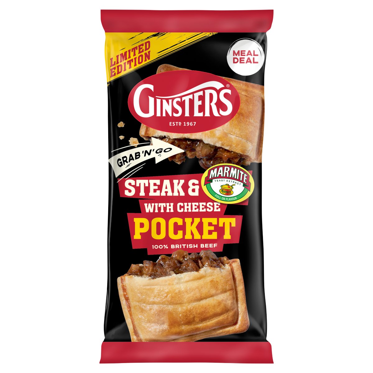 Ginsters Limited Edition Steak & Marmite with Cheese Pocket 100g