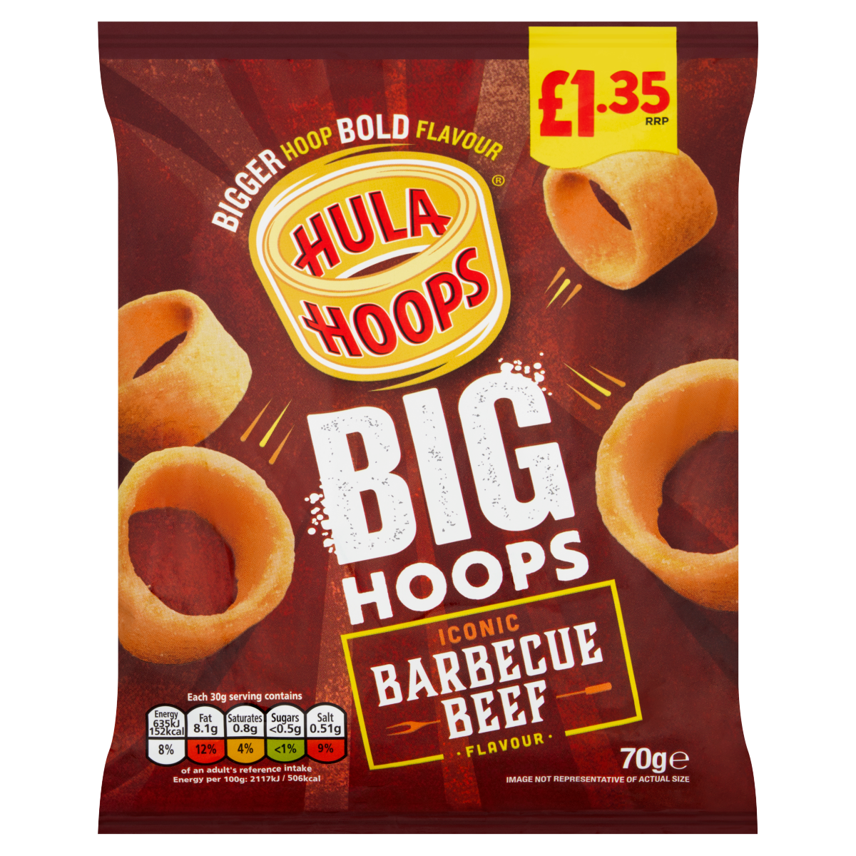 Hula Hoops Iconic Barbecue Beef Flavour Big Hoops 70g