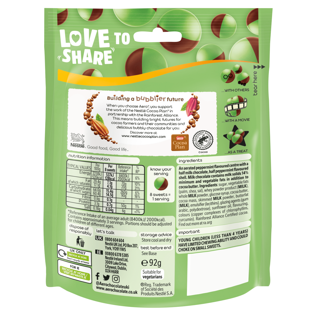 Aero Peppermint Bubbles 92g