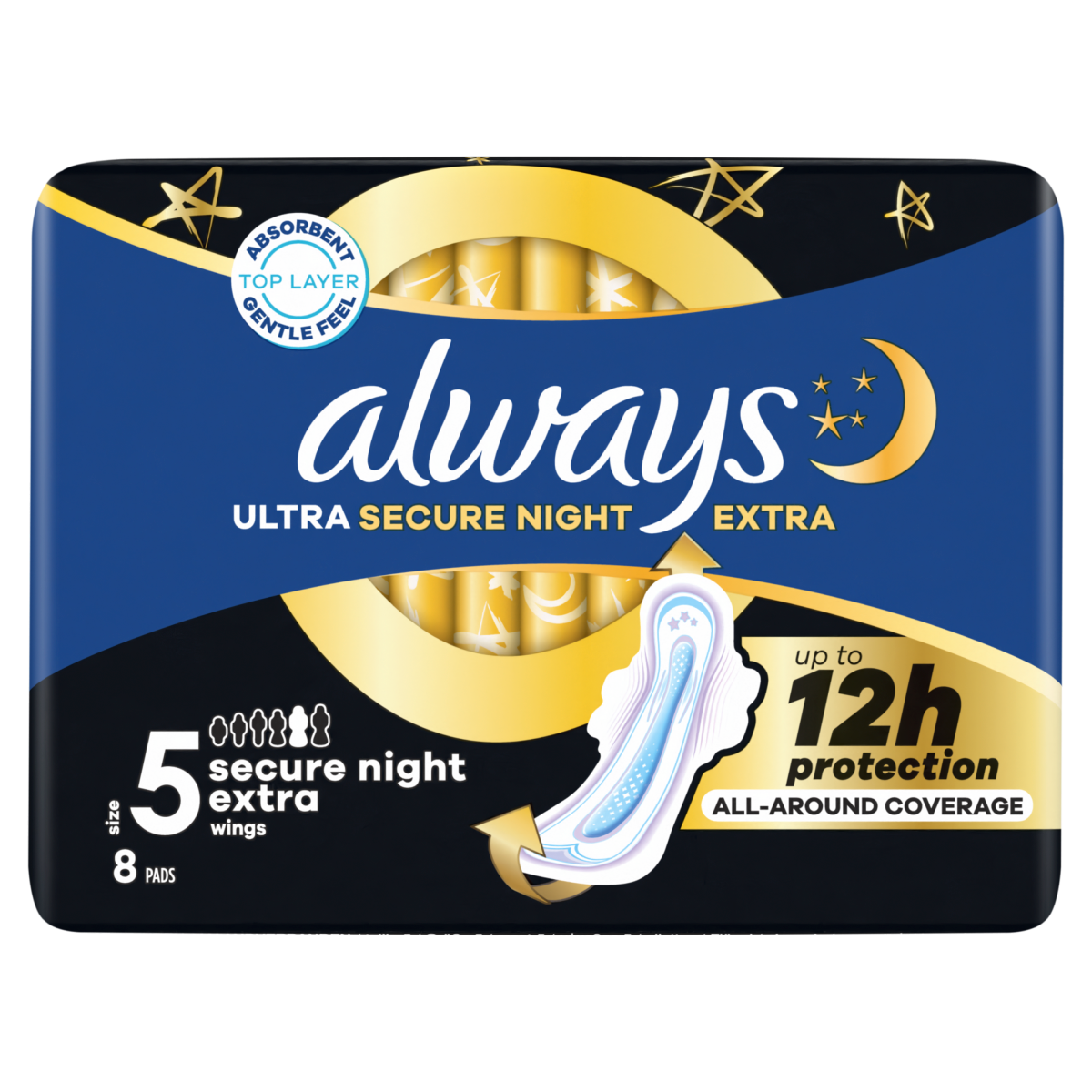 Always Ultra  Sanitary Towels Secure Night Extra (Size 5) With Wings 8 Pads