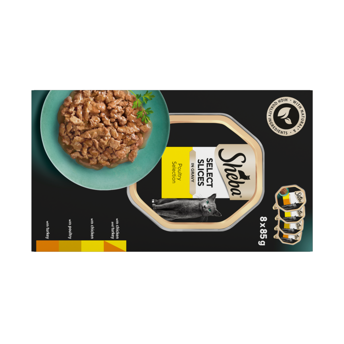 Sheba Select Slices Adult Cat Food Tray Poultry Selection in Gravy 8 x 85g