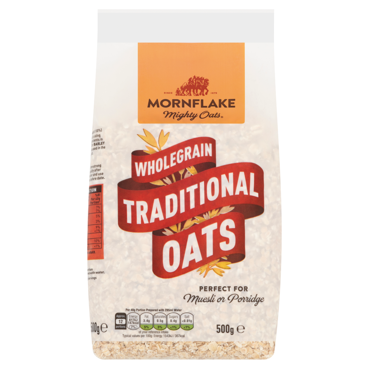 Mornflake Mighty Oats Wholegrain Traditional Oats 500g