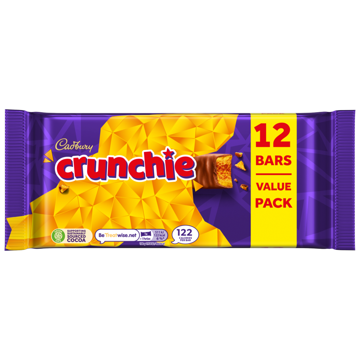 Cadbury Crunchie Chocolate Bar 12 Pack Multipack 312.2g (12 x 26g)