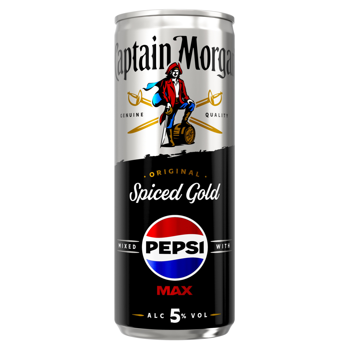 Captain Morgan Original Spiced Gold and Pepsi MAX® Ready to Drink 250ml 5% vol can