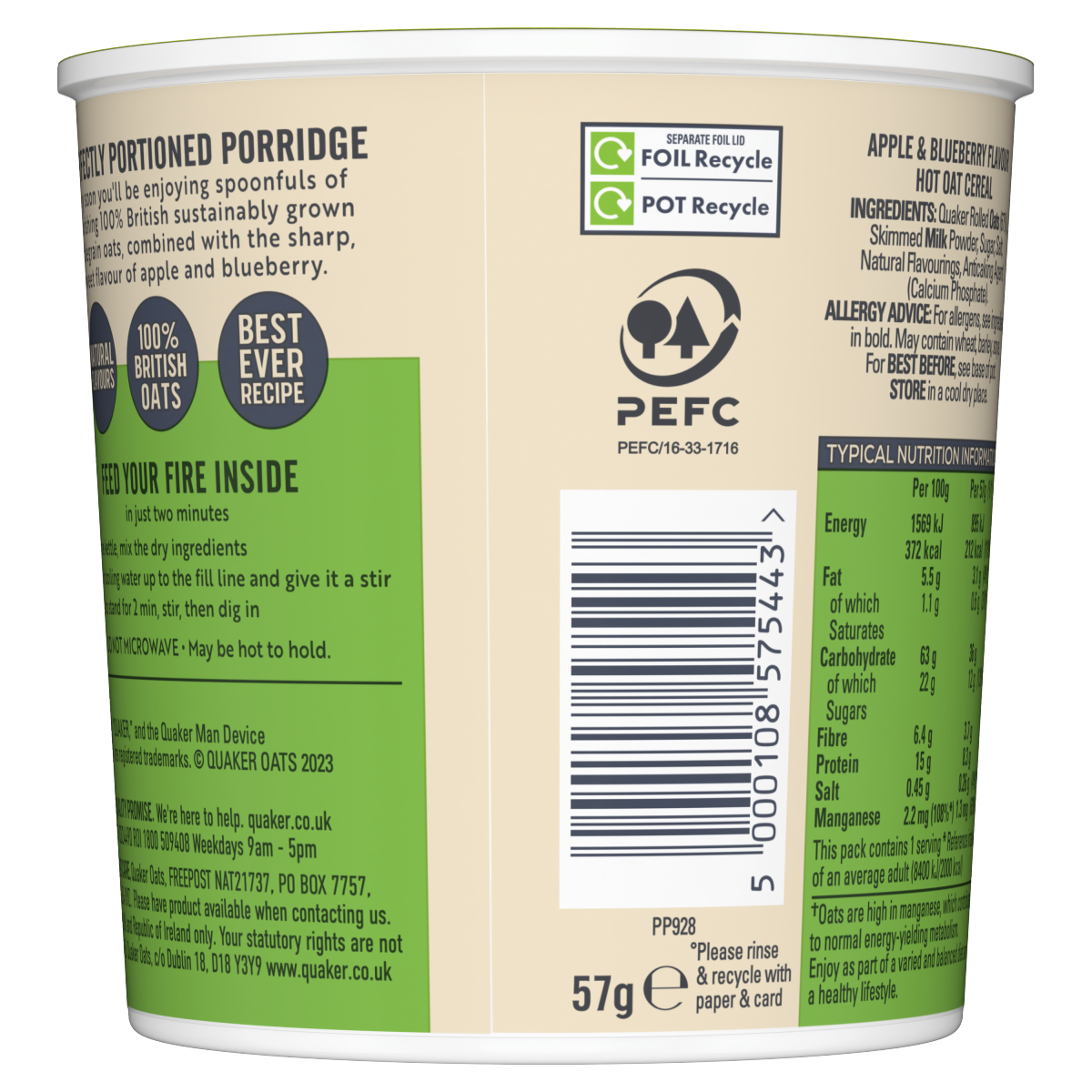 Quaker Oat So Simple Apple & Blueberry Porridge Pot 57g