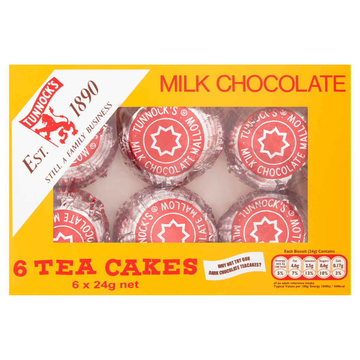 Tunnock’s Milk Chocolate Tea Cakes 6 x 24g