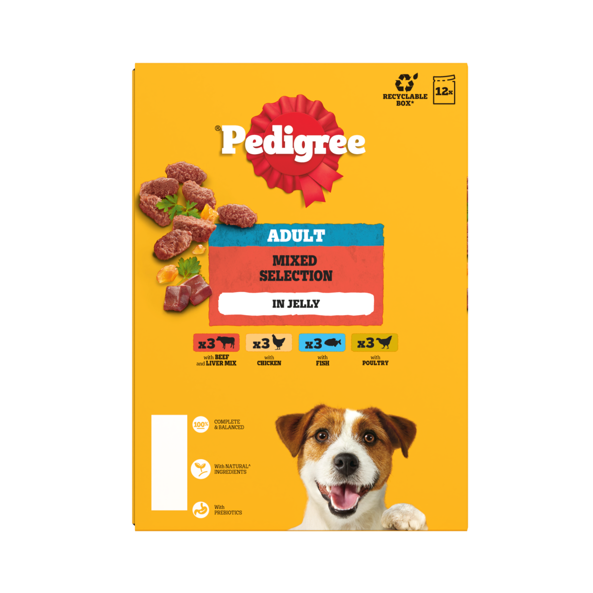 PEDIGREE® Adult Wet Dog Food Mixed Selection in Jelly 12 x 100g Pouch