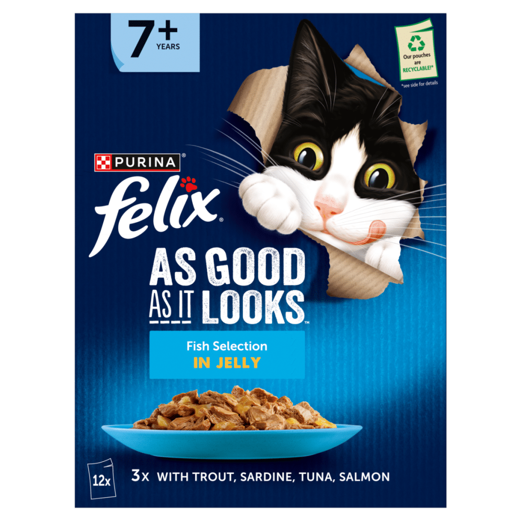 FELIX As Good As it Looks Senior 7+ Fish in Jelly Wet Cat Food 12x85g