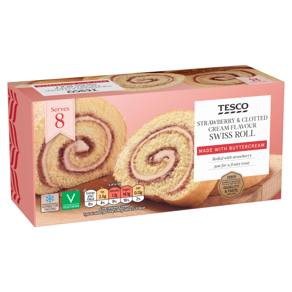 Tesco Strawberry & Clotted Cream Flavour Swiss Roll