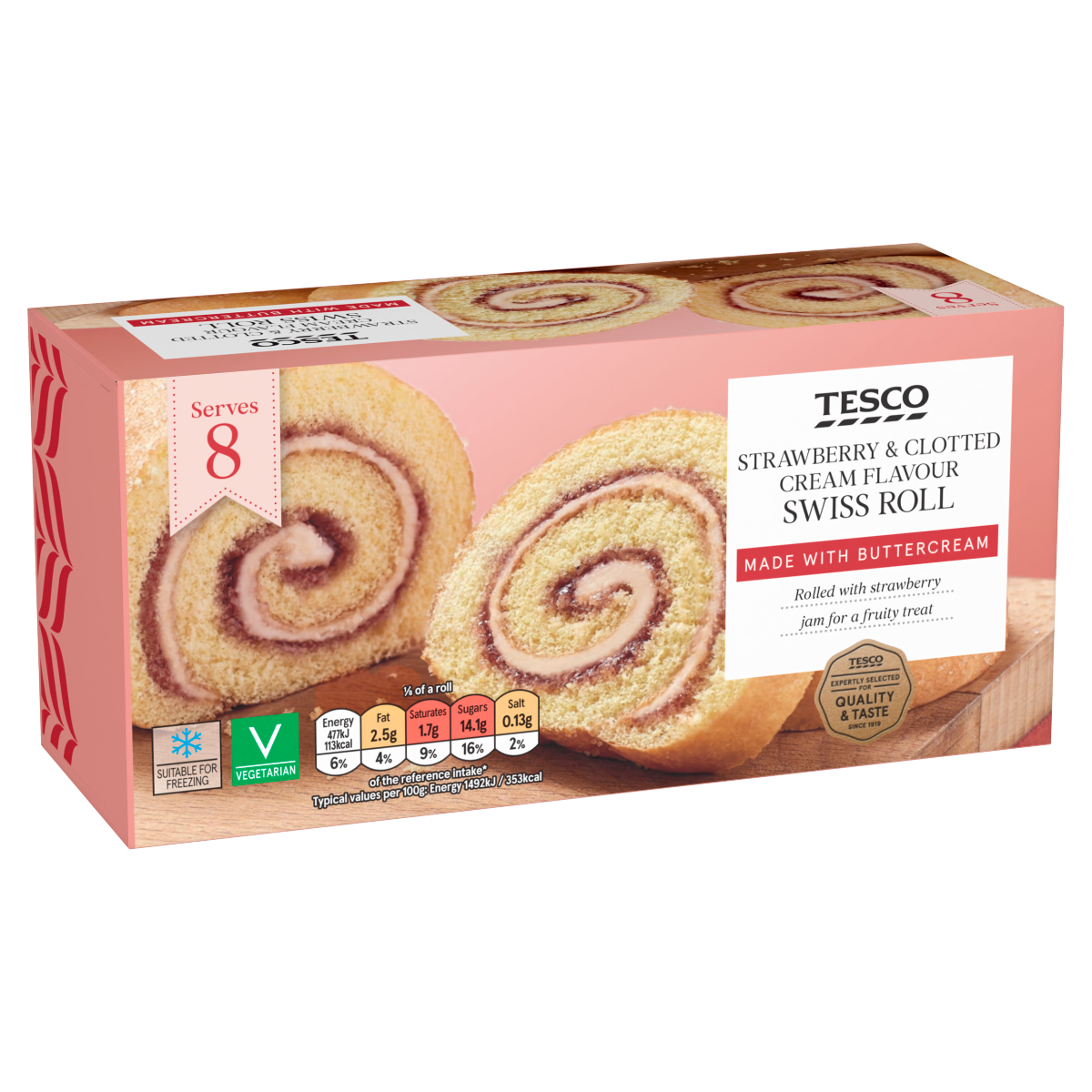 Tesco Strawberry & Clotted Cream Flavour Swiss Roll