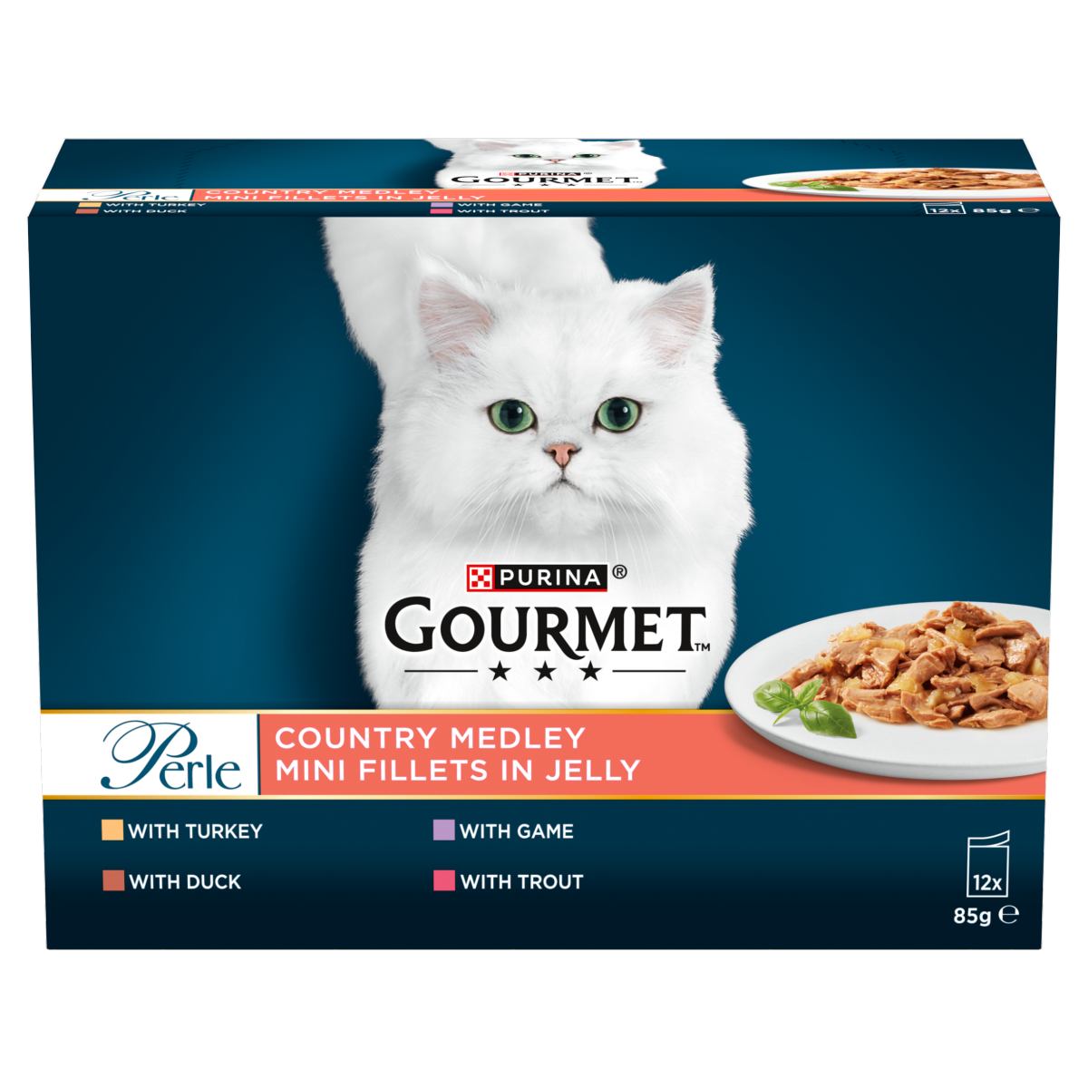 GOURMET Perle Country Medley Mini Fillets in Jelly Wet Cat Food 12x85g